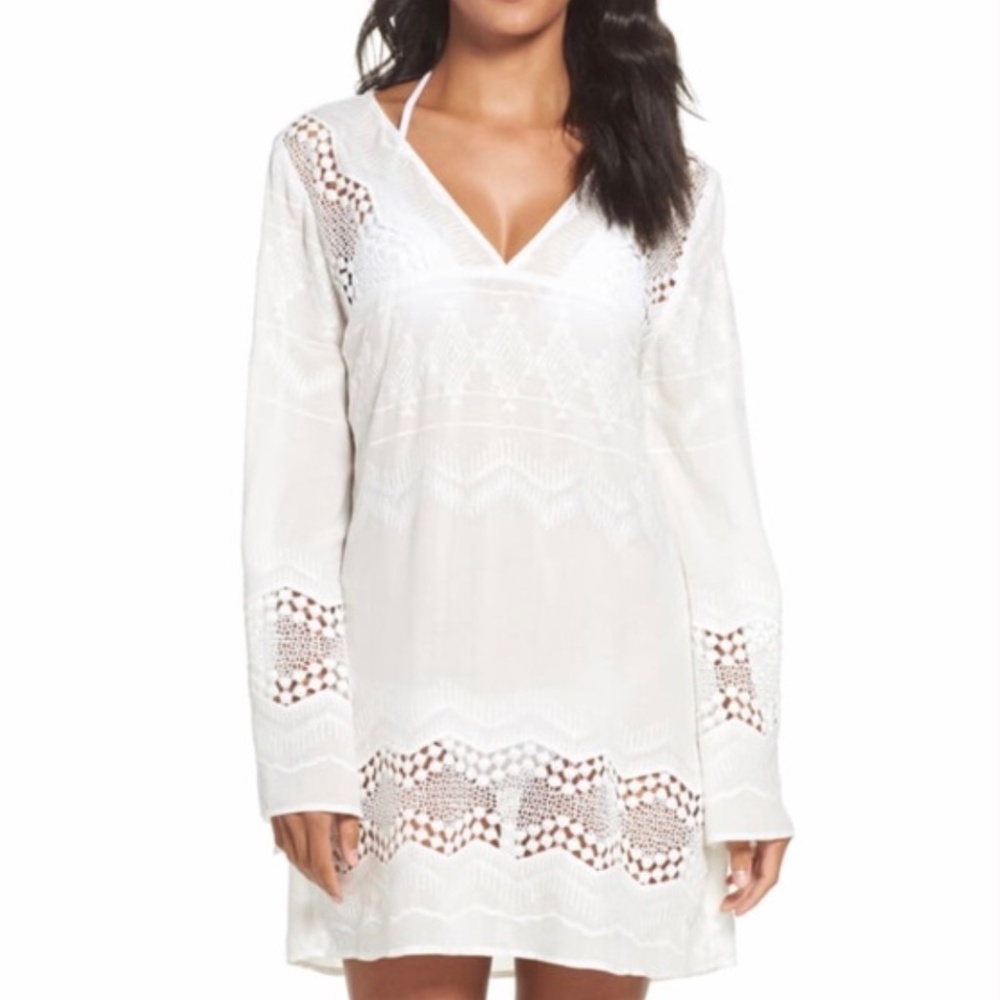 NWT La Blanca White Lace Crochet Coverup